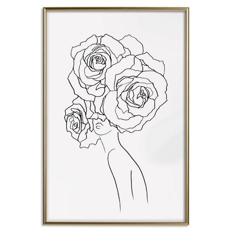 Wall Poster Fantasy Roses - fantasy line art of a woman with flowers on her head 132091 additionalImage 17