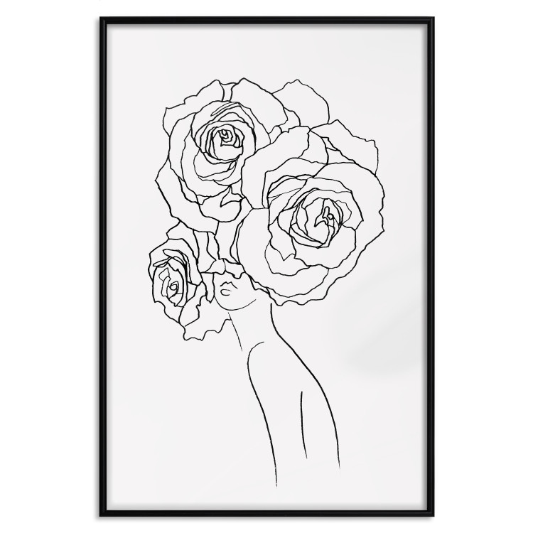 Wall Poster Fantasy Roses - fantasy line art of a woman with flowers on her head 132091 additionalImage 16