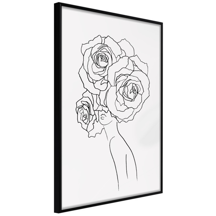 Wall Poster Fantasy Roses - fantasy line art of a woman with flowers on her head 132091 additionalImage 13