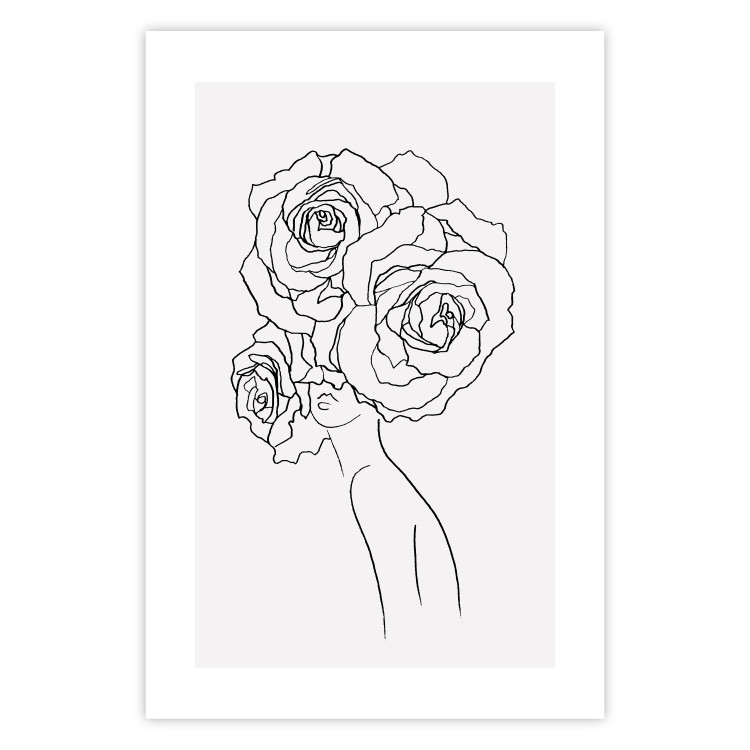 Wall Poster Fantasy Roses - fantasy line art of a woman with flowers on her head 132091 additionalImage 20