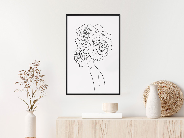 Wall Poster Fantasy Roses - fantasy line art of a woman with flowers on her head 132091 additionalImage 6