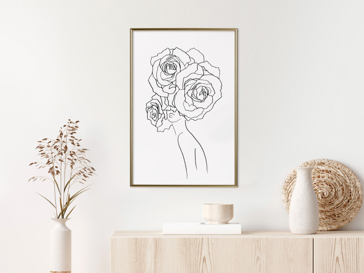 Wall Poster Fantasy Roses - fantasy line art of a woman with flowers on her head 132091 additionalImage 7