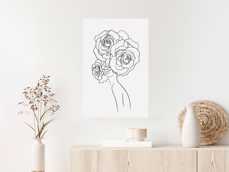 Wall Poster Fantasy Roses - fantasy line art of a woman with flowers on her head 132091 additionalImage 4