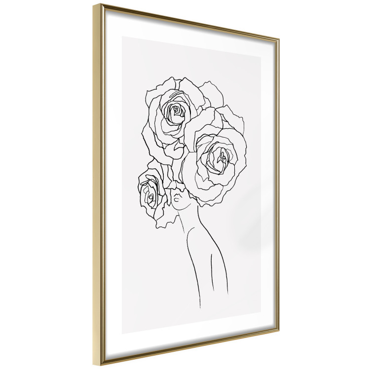 Wall Poster Fantasy Roses - fantasy line art of a woman with flowers on her head 132091 additionalImage 9