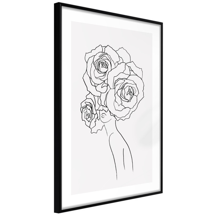 Wall Poster Fantasy Roses - fantasy line art of a woman with flowers on her head 132091 additionalImage 8