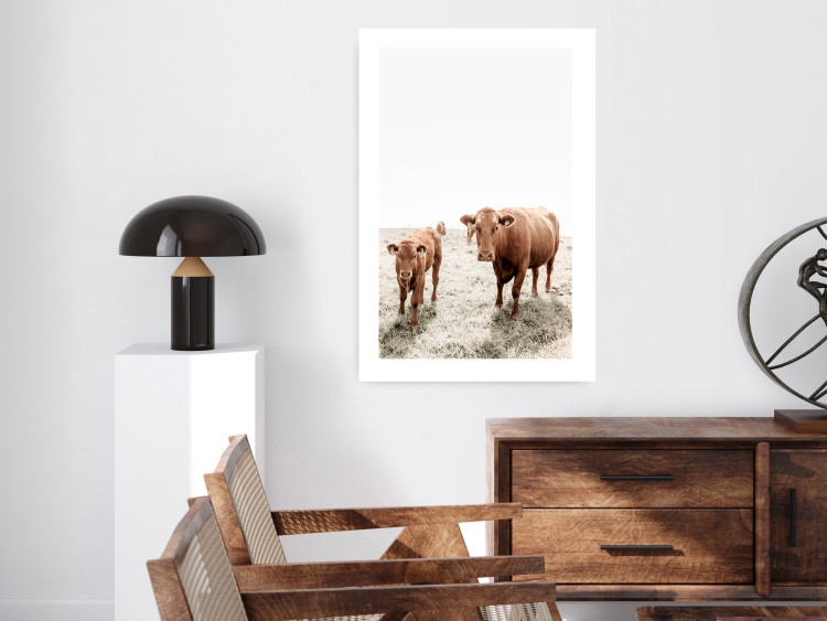 Wall Poster Mother and Calf - domestic animals against a rural landscape 137691 additionalImage 10