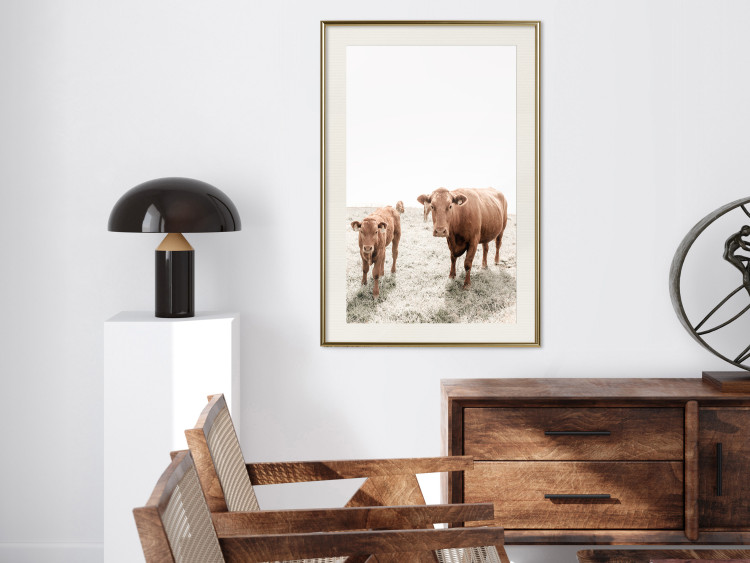 Wall Poster Mother and Calf - domestic animals against a rural landscape 137691 additionalImage 11