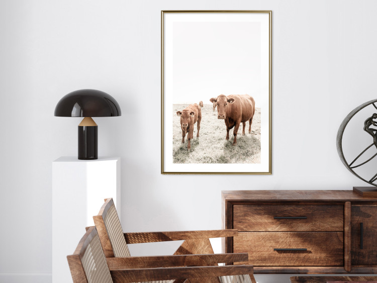 Wall Poster Mother and Calf - domestic animals against a rural landscape 137691 additionalImage 13
