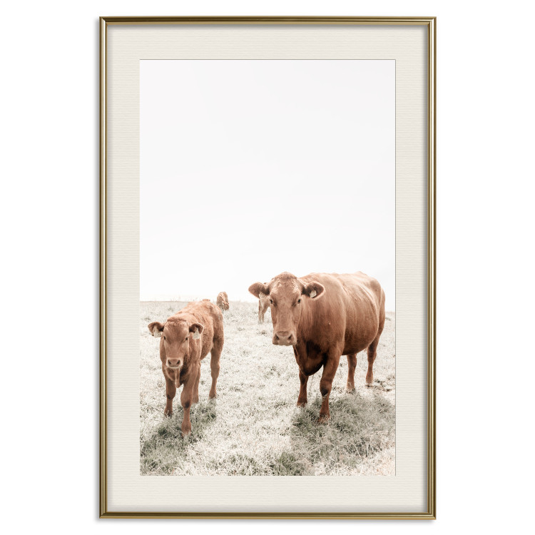 Wall Poster Mother and Calf - domestic animals against a rural landscape 137691 additionalImage 2