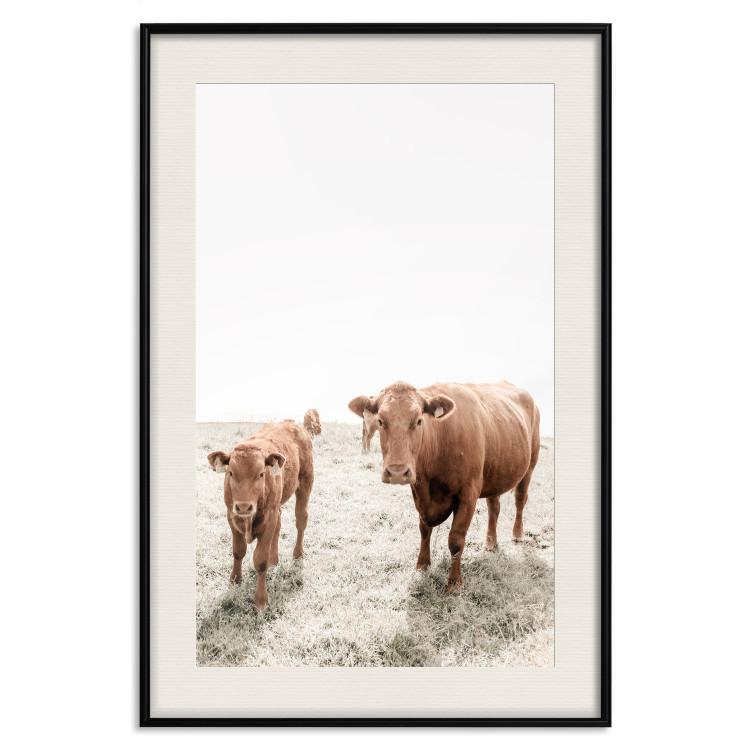 Wall Poster Mother and Calf - domestic animals against a rural landscape 137691 additionalImage 3