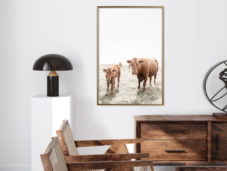 Wall Poster Mother and Calf - domestic animals against a rural landscape 137691 additionalImage 12