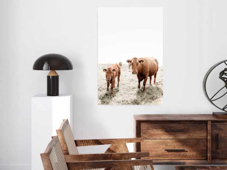 Wall Poster Mother and Calf - domestic animals against a rural landscape 137691 additionalImage 13