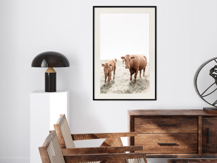 Wall Poster Mother and Calf - domestic animals against a rural landscape 137691 additionalImage 12