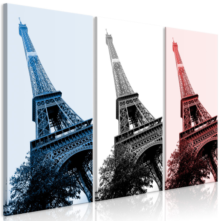 Canvas Paris Trio (3-piece) - city architecture in the colors of France 144791 additionalImage 2