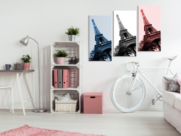 Canvas Paris Trio (3-piece) - city architecture in the colors of France 144791 additionalImage 3