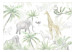 Photo Wallpaper Tropical Safari - Wild Animals in Pastel Colors 146591 additionalThumb 1