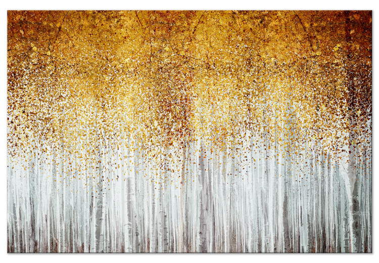 Canvas Print Autumn Park - Abstract Graphic With Trees in Golden Colors 148791