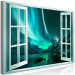 Canvas Print Window View (1-piece) - nocturnal landscape with aurora in the sky 148891 additionalThumb 2