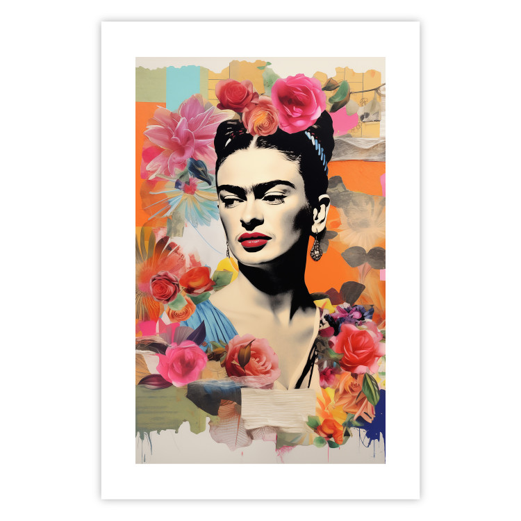 Poster Collage With Frida - Colorful Composition With Portrait and Flowers in the Background 152191 additionalImage 23