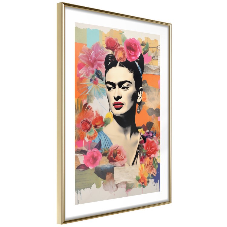 Poster Collage With Frida - Colorful Composition With Portrait and Flowers in the Background 152191 additionalImage 12