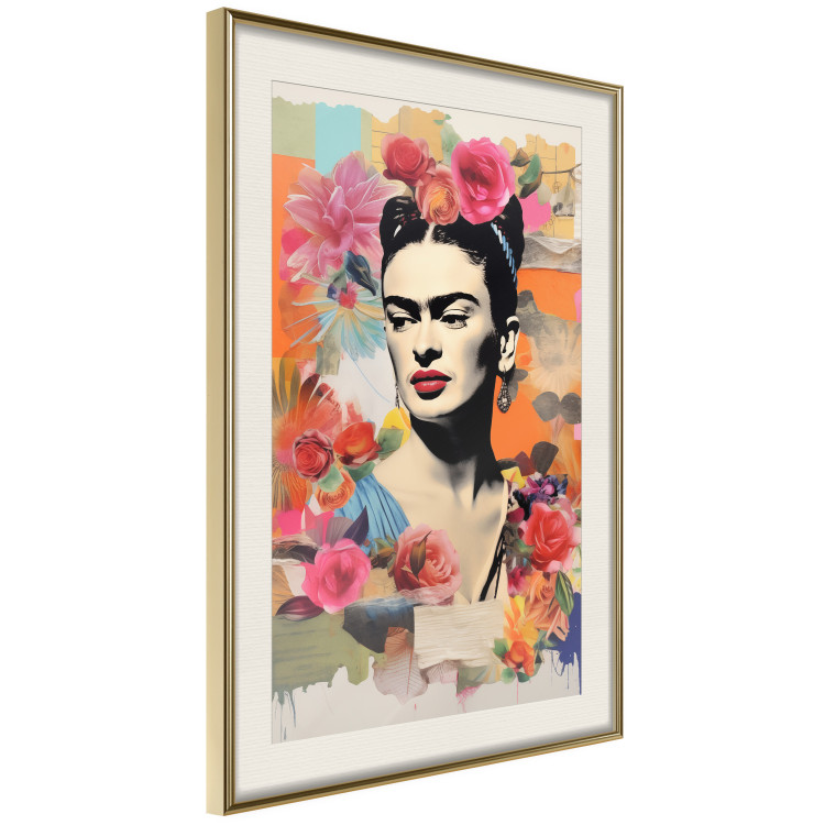 Poster Collage With Frida - Colorful Composition With Portrait and Flowers in the Background 152191 additionalImage 13