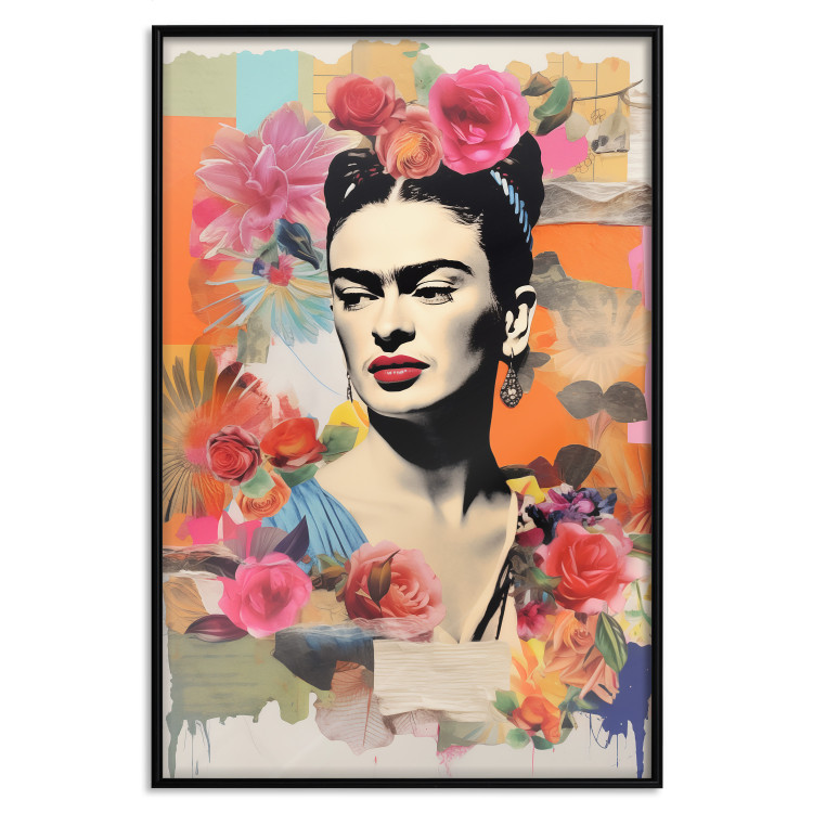 Poster Collage With Frida - Colorful Composition With Portrait and Flowers in the Background 152191 additionalImage 20
