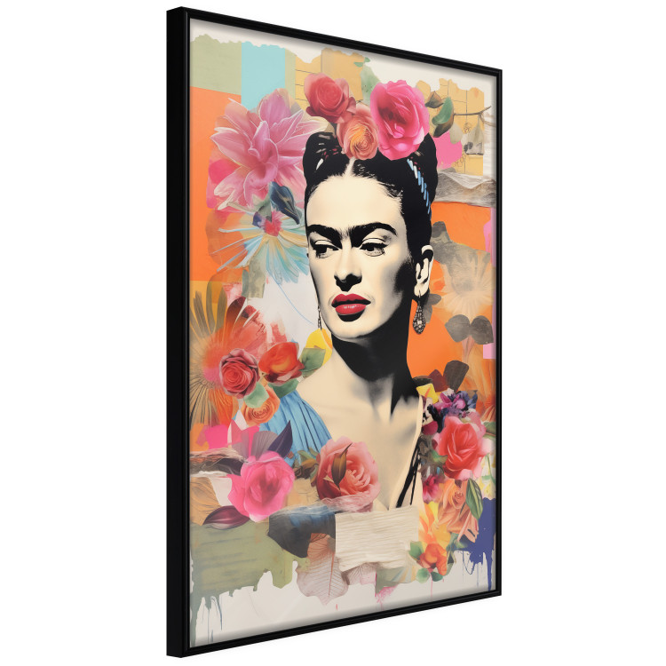 Poster Collage With Frida - Colorful Composition With Portrait and Flowers in the Background 152191 additionalImage 3
