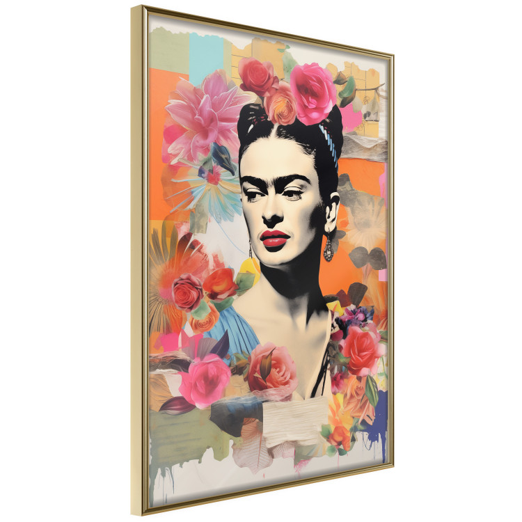 Poster Collage With Frida - Colorful Composition With Portrait and Flowers in the Background 152191 additionalImage 4