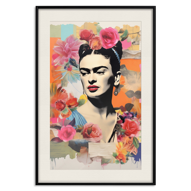 Poster Collage With Frida - Colorful Composition With Portrait and Flowers in the Background 152191 additionalImage 21