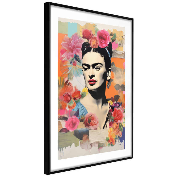Poster Collage With Frida - Colorful Composition With Portrait and Flowers in the Background 152191 additionalImage 7