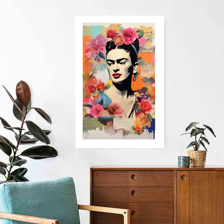 Poster Collage With Frida - Colorful Composition With Portrait and Flowers in the Background 152191 additionalImage 9