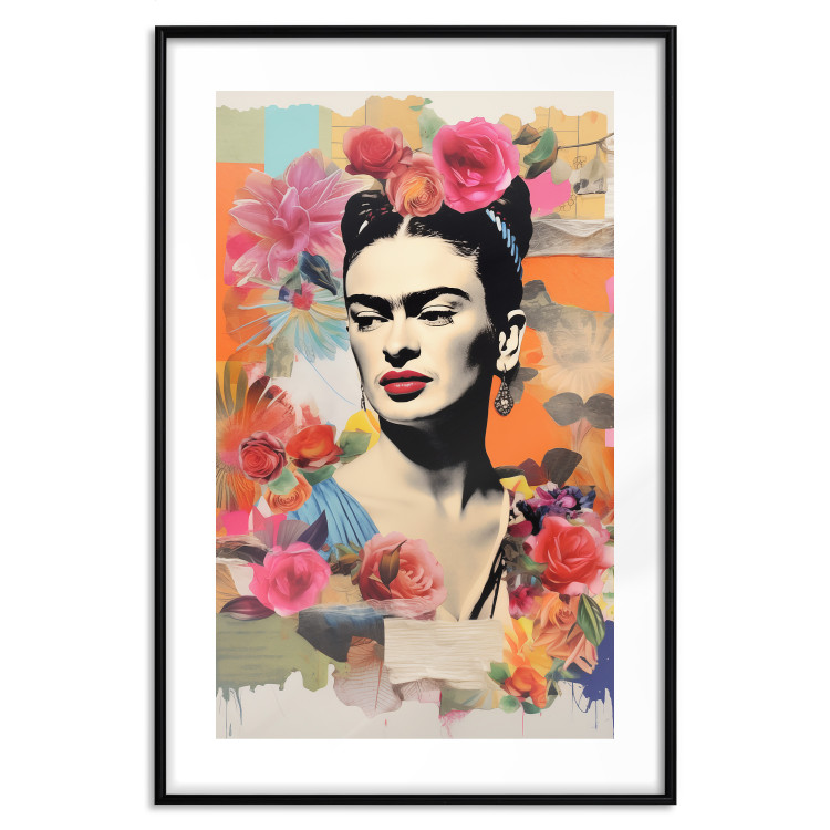 Poster Collage With Frida - Colorful Composition With Portrait and Flowers in the Background 152191 additionalImage 22