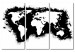 Canvas Art Print Monochromatic map of the World - triptych 55291
