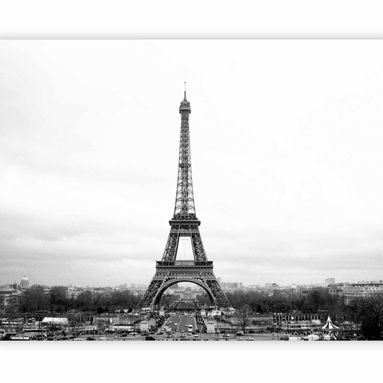 Wall Mural Urban Architecture of Paris - Black and White Eiffel Tower in Retro Style 59891 additionalImage 1