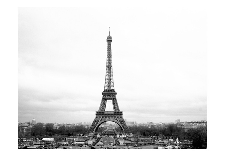 Wall Mural Urban Architecture of Paris - Black and White Eiffel Tower in Retro Style 59891 additionalImage 1