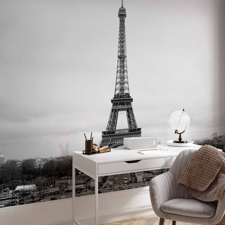 Wall Mural Urban Architecture of Paris - Black and White Eiffel Tower in Retro Style 59891 additionalImage 4