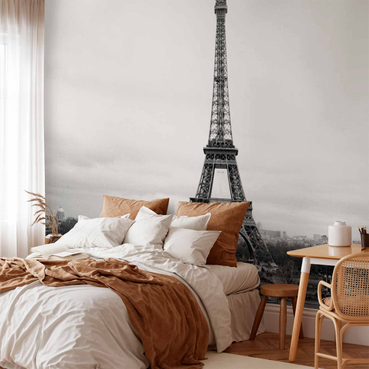 Wall Mural Urban Architecture of Paris - Black and White Eiffel Tower in Retro Style 59891 additionalImage 2