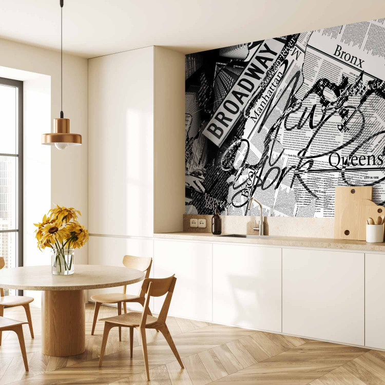 Photo Wallpaper Street Art - Black and White Mural with Inscriptions and Architecture of New York 60691 additionalImage 7