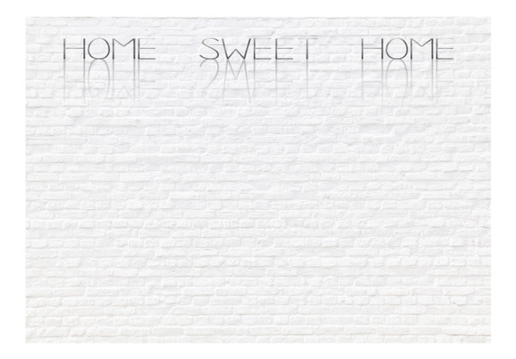 Photo Wallpaper Home Sweet Home - Beige Text on White Brick with Shadow and Reflection 60891 additionalImage 1