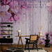 Photo Wallpaper Apple blossoms - violet tones motif on wood textured background 92991 additionalThumb 4