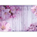 Photo Wallpaper Apple blossoms - violet tones motif on wood textured background 92991 additionalThumb 1