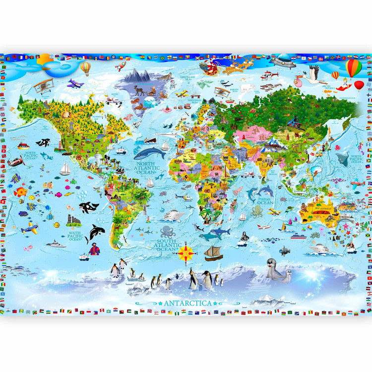 Photo Wallpaper World Map for Kids 98091 additionalImage 1