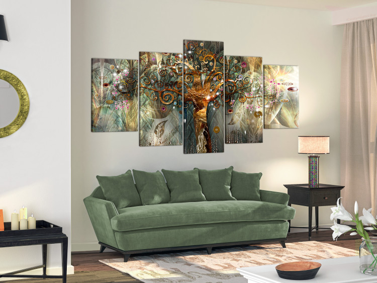 Canvas Print Tree of Eternity (5-piece) - Beautifully Adorned Colorful Abstraction 105602 additionalImage 3
