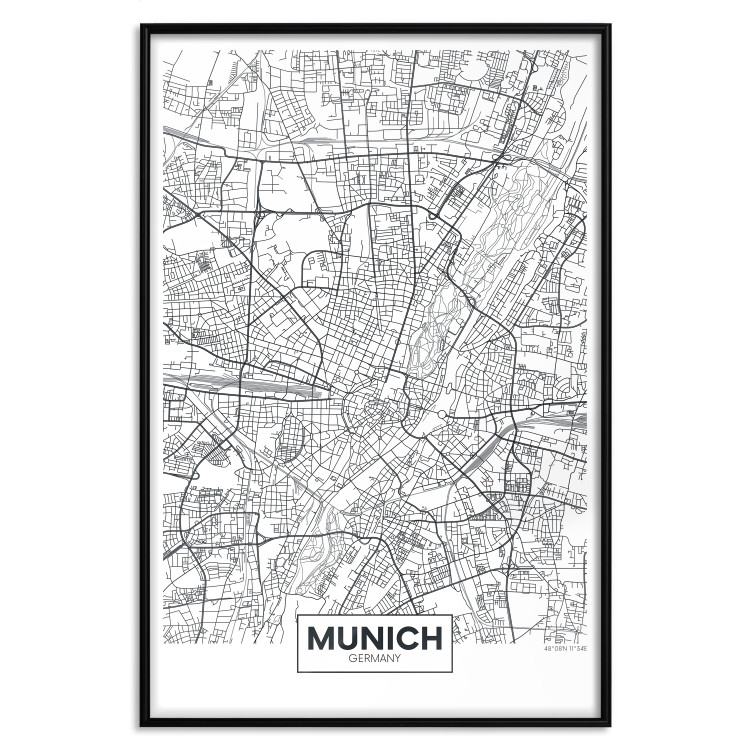 Poster Munich Map - black and white map of the German city on a light background 114402 additionalImage 18