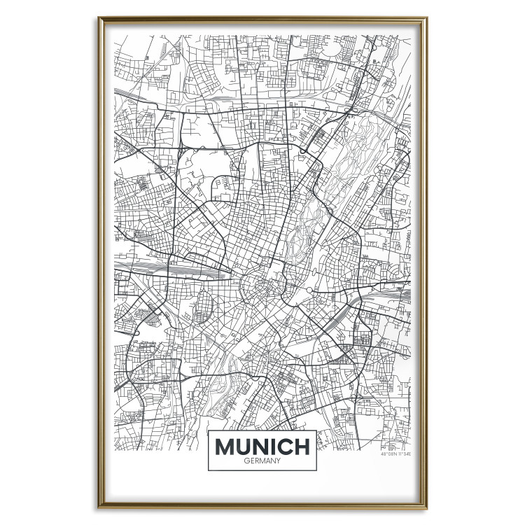 Poster Munich Map - black and white map of the German city on a light background 114402 additionalImage 16
