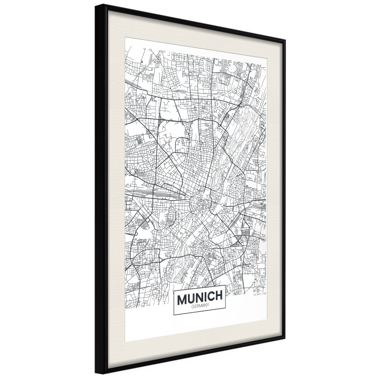 Poster Munich Map - black and white map of the German city on a light background 114402 additionalImage 3