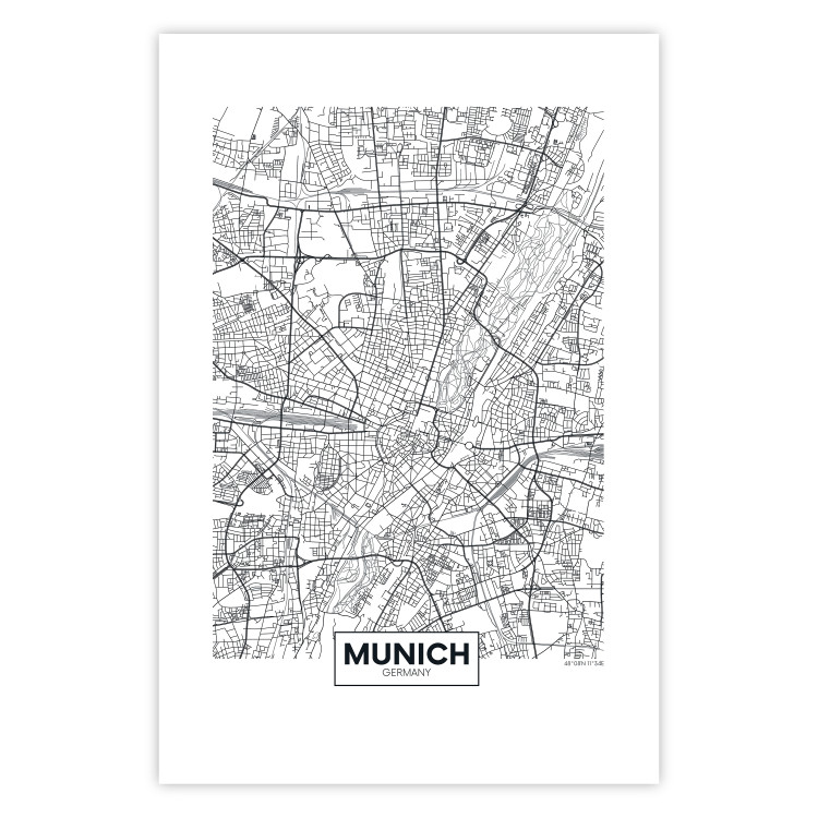 Poster Munich Map - black and white map of the German city on a light background 114402 additionalImage 25