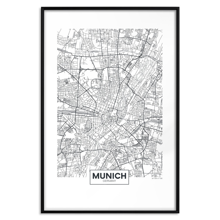 Poster Munich Map - black and white map of the German city on a light background 114402 additionalImage 15