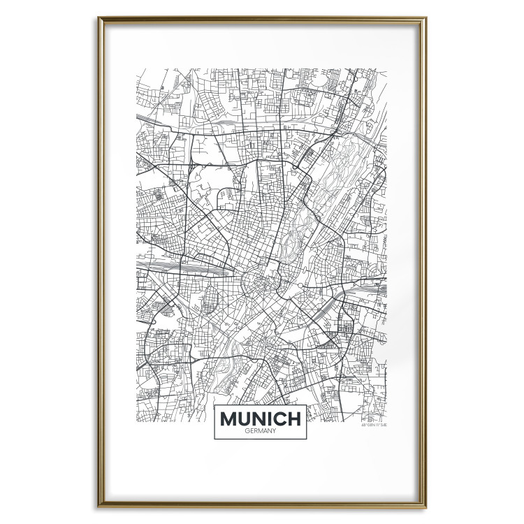 Poster Munich Map - black and white map of the German city on a light background 114402 additionalImage 14