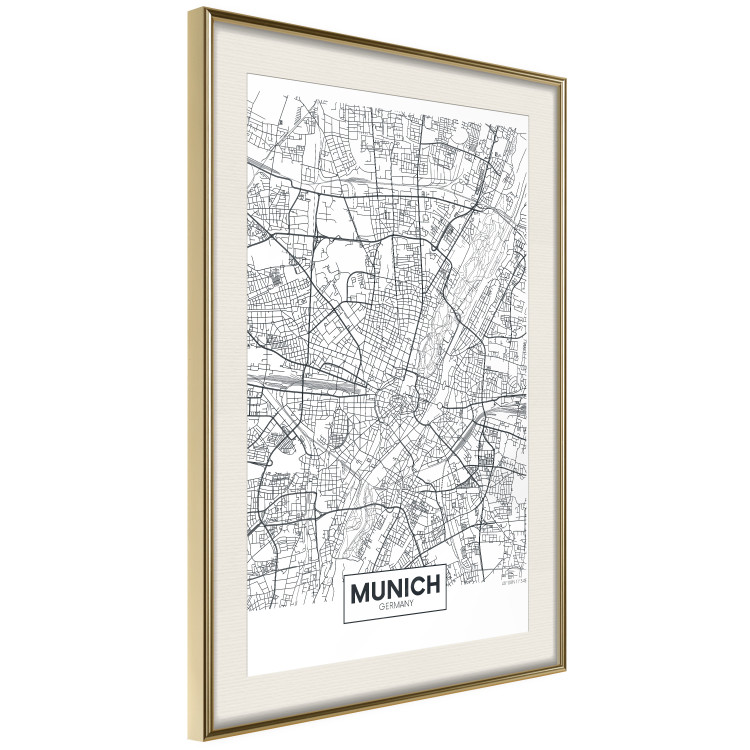 Poster Munich Map - black and white map of the German city on a light background 114402 additionalImage 2